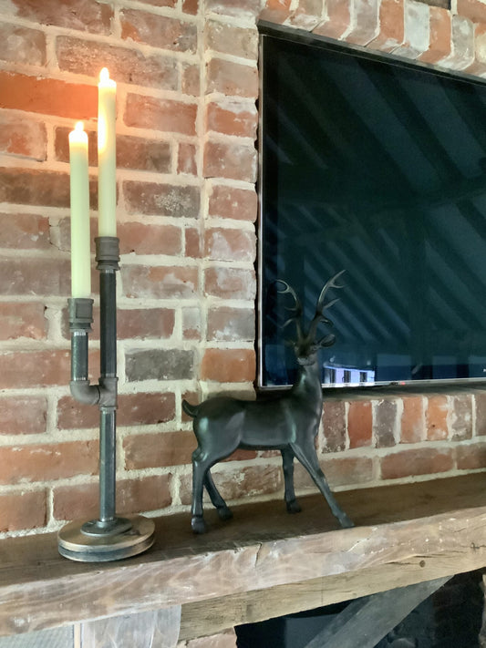The Luminaire With Oak Base Candle Holders