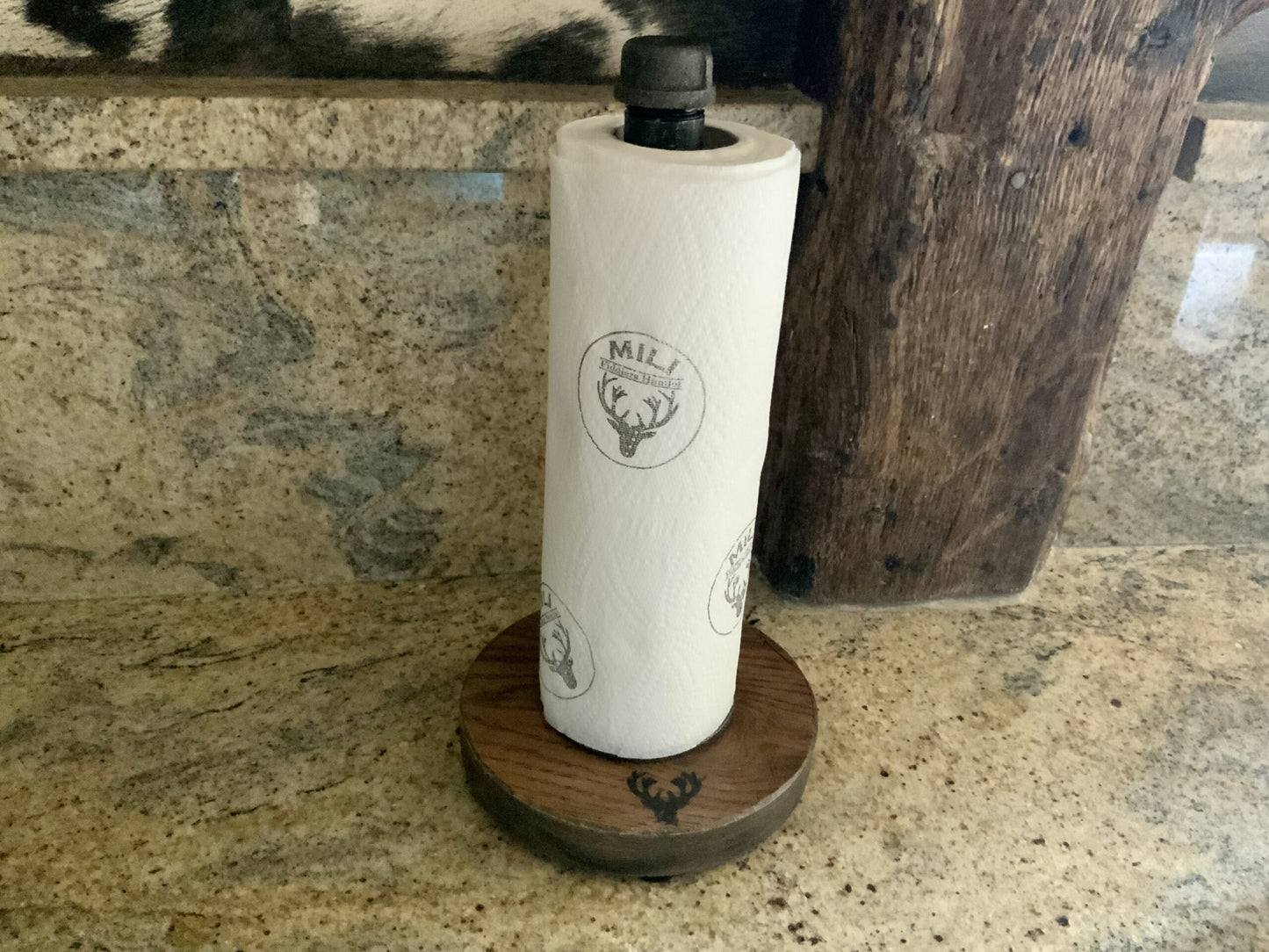 Industrial Metal and Wooden Kitchen Towel Holder