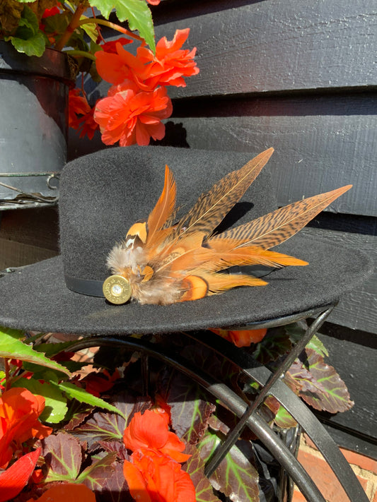 Golden Ringneck Hat / Lapel Feather Brooch