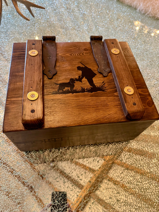 Shooting Peg Finder Box - All Distressed Wood with 12 Peg Glasses